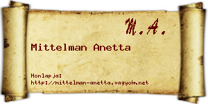 Mittelman Anetta névjegykártya